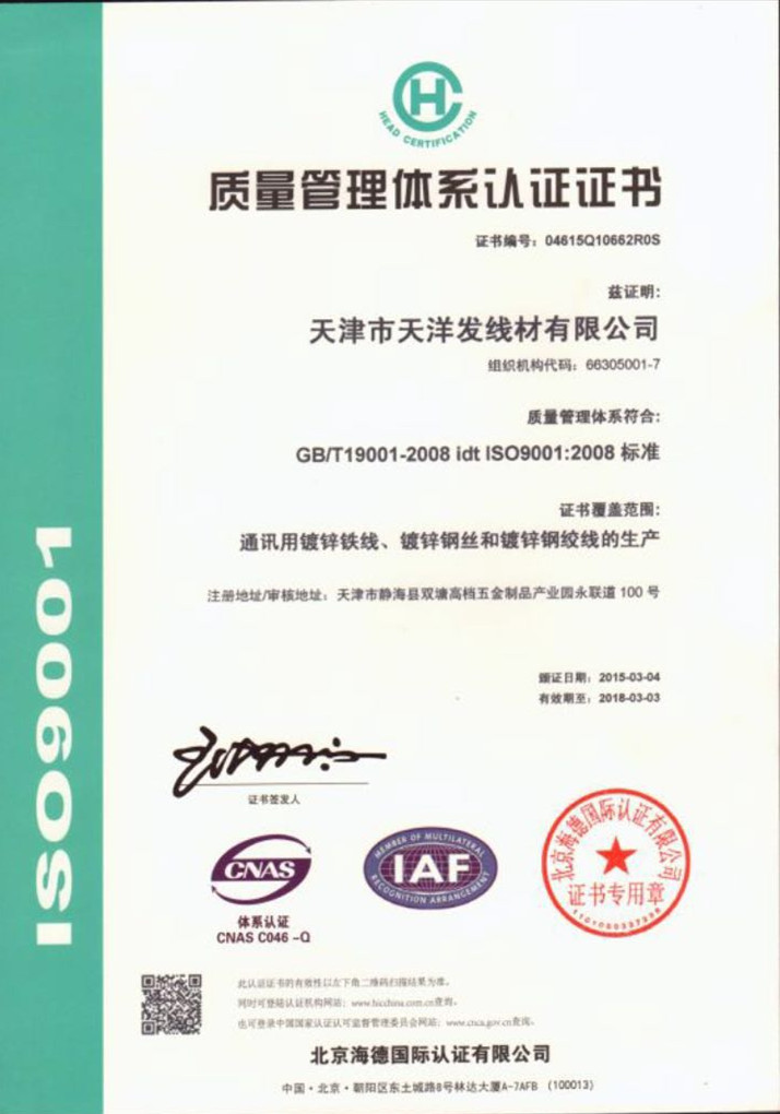 CHINA Hebei Qijie Wire Mesh MFG Co., Ltd Certificaciones